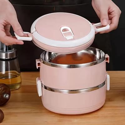 1 шт. Ланч-боксы, двухслойная коробка для бенто из нержавеющей стали, изолированный контейнер для хранения продуктов с крышкой, для офиса, школы, кемпинга и пикника