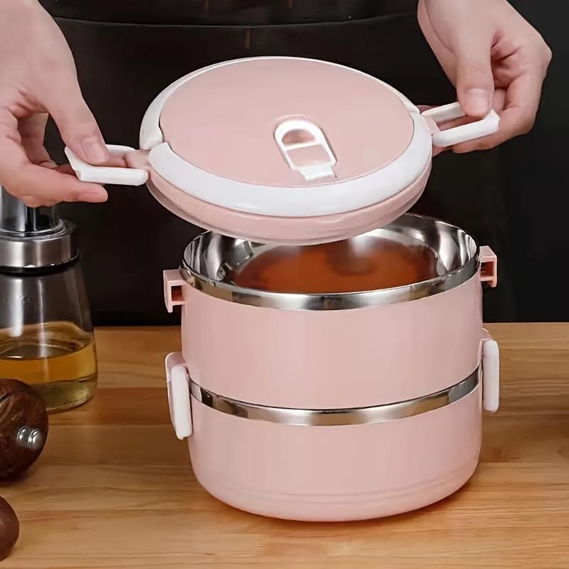 Двухслойный изолированный ланч-бокс из нержавеющей стали для офиса, школы, кемпинга и пикника