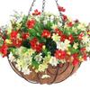 Искусственная подвесная корзина с цветами Устойчивые к УФ-лучам Искусственные цветы в корзине Искусственные цветы