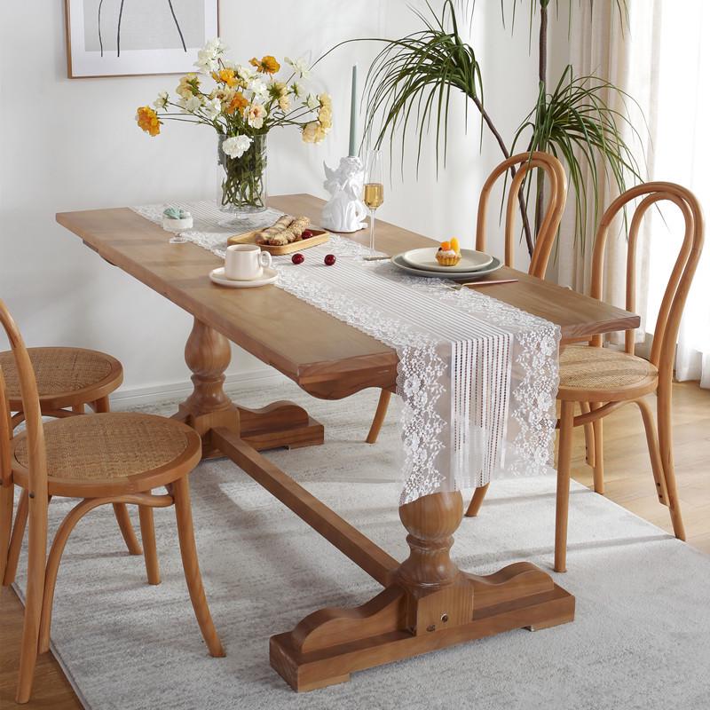 Элегантная французская романтическая кружевная дорожка для стола, свадебный декор - белый, черный, цельный