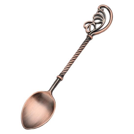 Кофейная ложка с заостренным наконечником и длинной ручкой, ретро-резьба, пищевая многоцелевая посуда, цинковый сплав, столовая ложка для смешивания и размешивания, десертная чайная ложка, кухонный инструмент