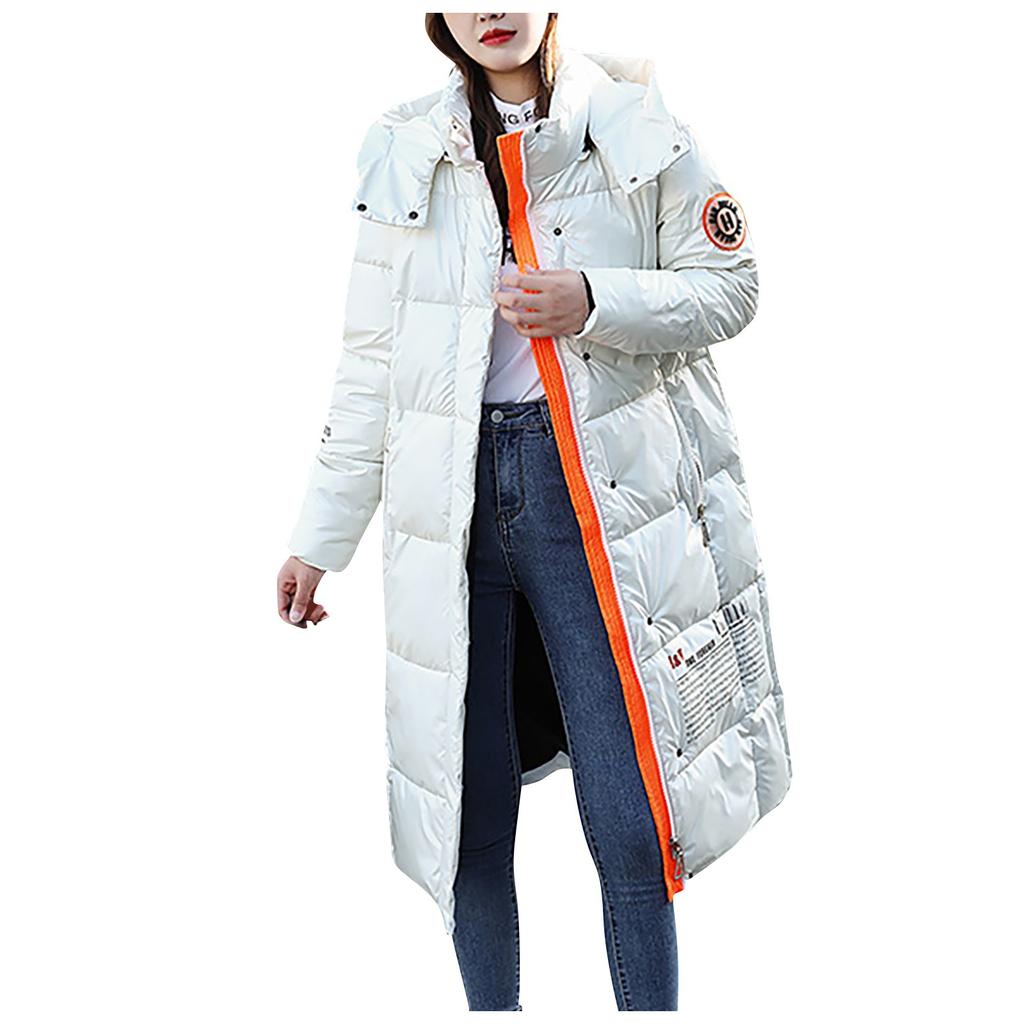 Women's Winter Fashion Long Over-The-Knee Hooded Thick Padded Jacket Coat