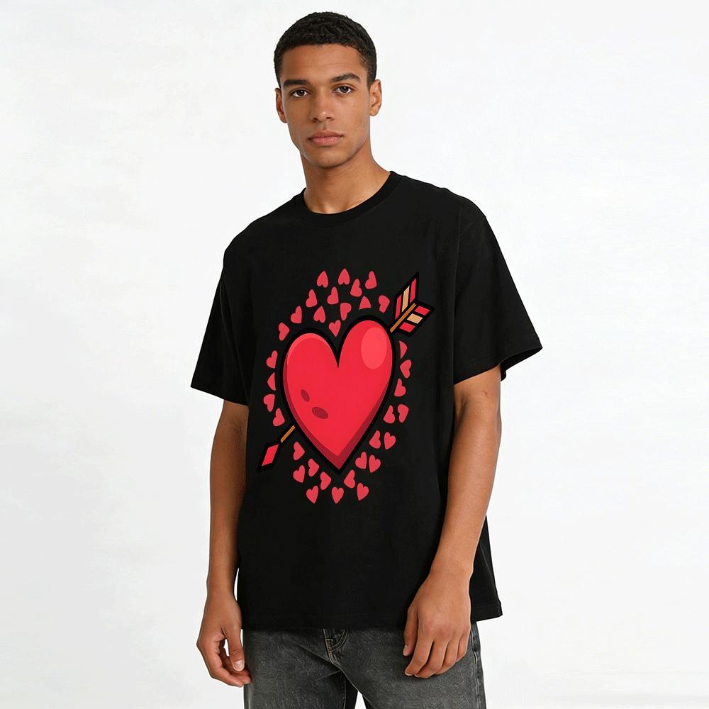 Cupid Arrow Heart Print Casual Top Pure cotton T-shirt