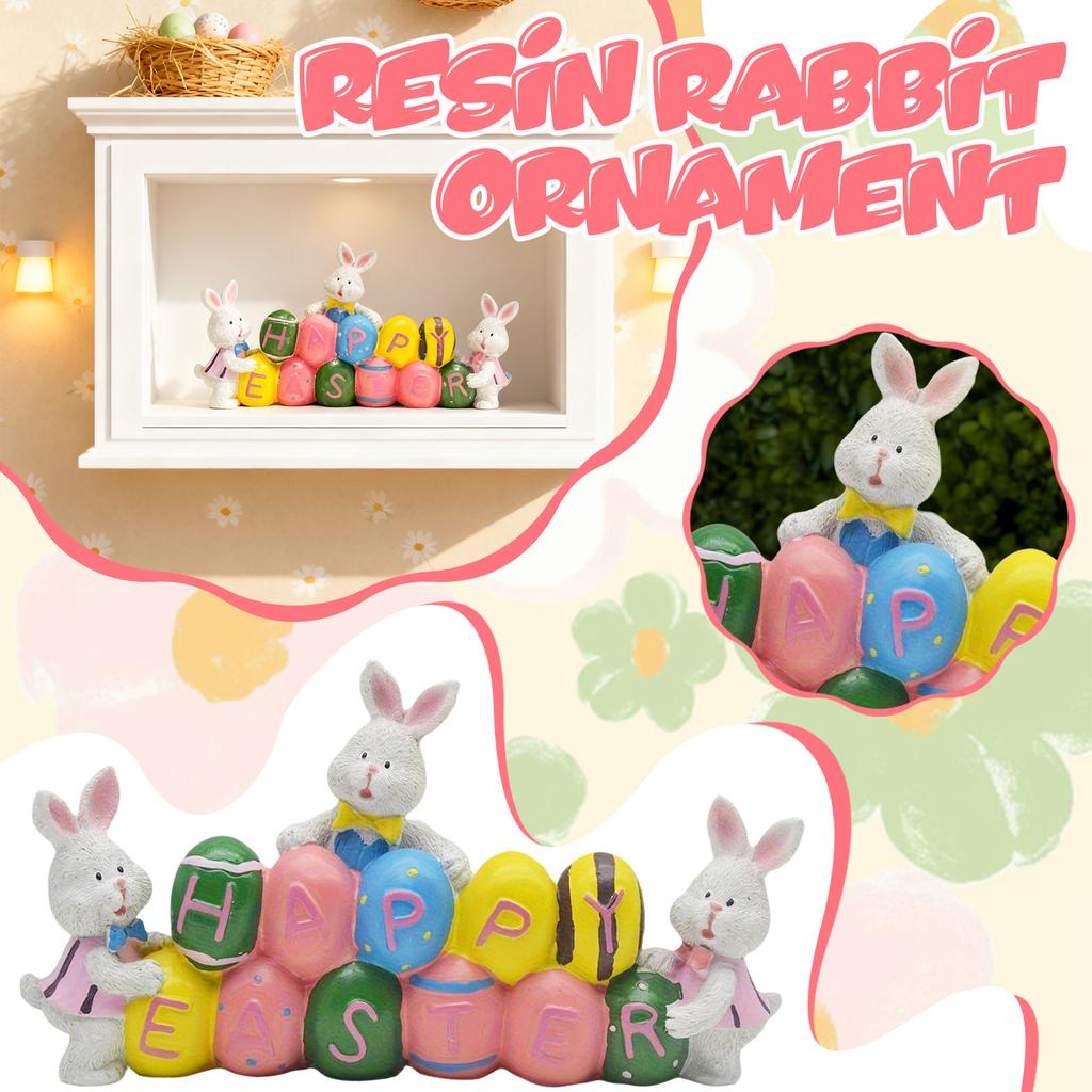 Милый пасхальный кролик с яйцами, сделанный из смолы, праздничное украшение, подходящее для дома, вечеринок или настольной экспозиции.