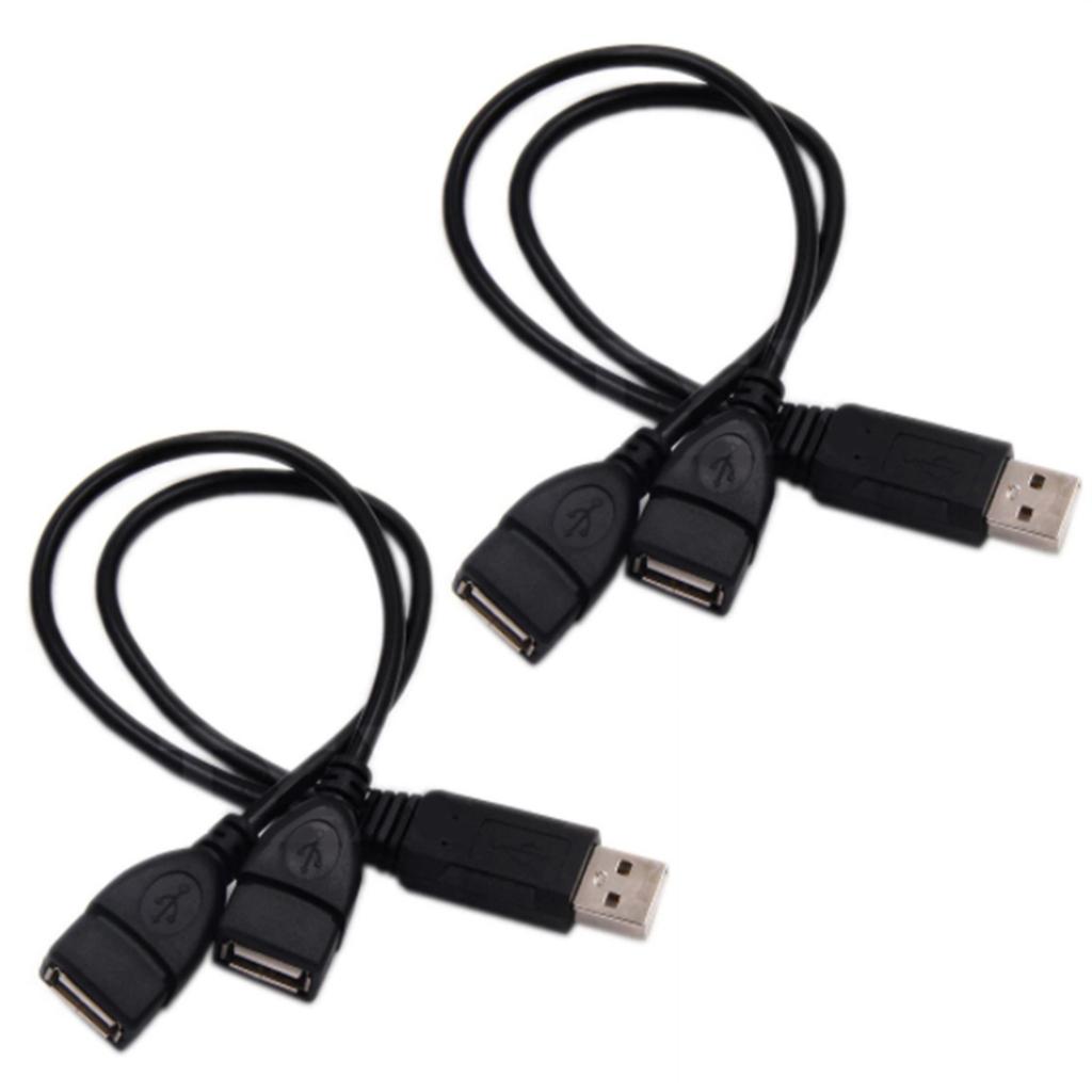Dual USB Female Expansion Cable with USB A2.0 Male Connector Charging Data Cable for Simultaneous Charging