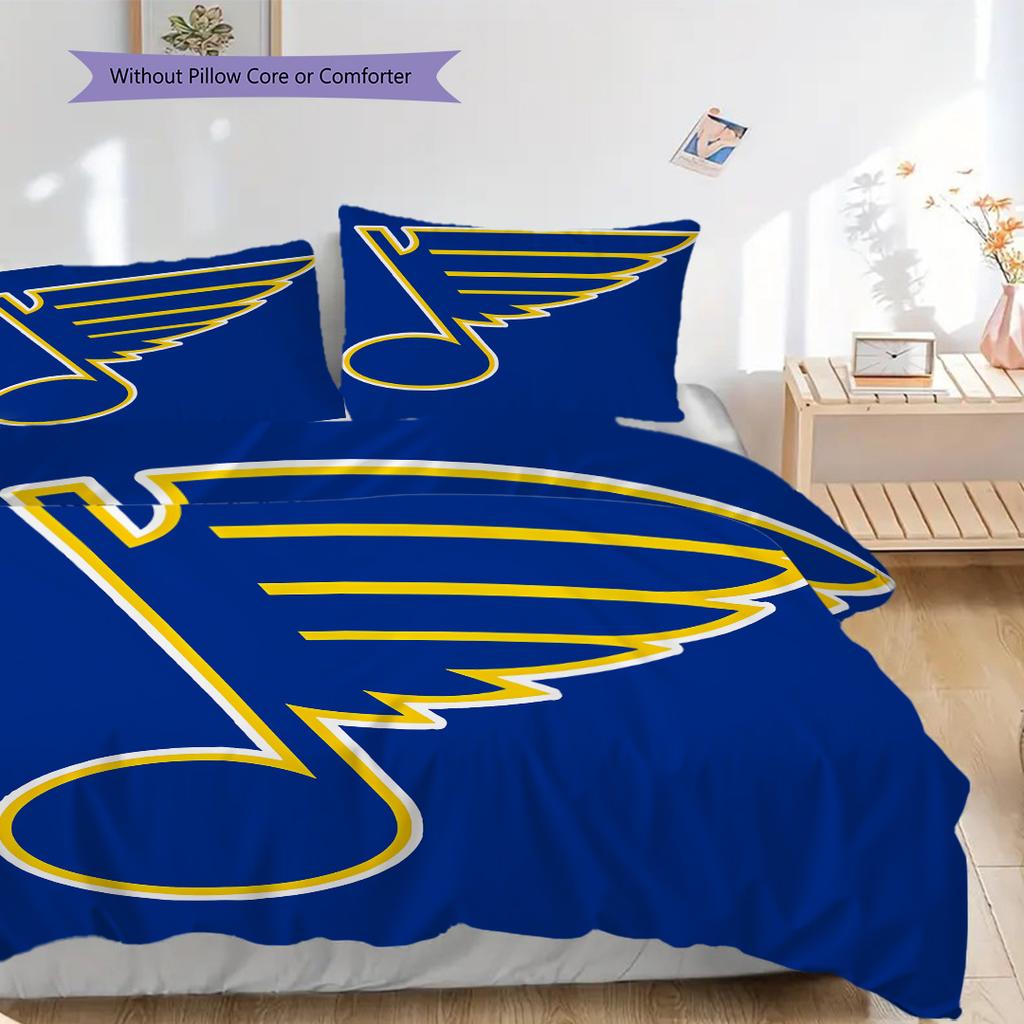 St. Louis Blues Pattern Bedding Quilt Set Quilt Cover Pillowcase Home Decoration Birthday Gift (1 * duvet cover + 2 * pillowcase, without core)