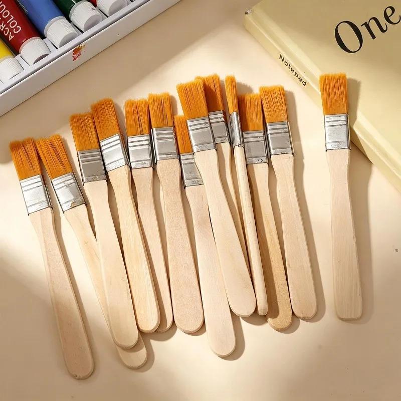 100/10pcs Wooden Handle Nylon Bristle Paint Brush for Oil Painting Watercolor Drawing Dusting Cleaning Brushes Tools Supplies