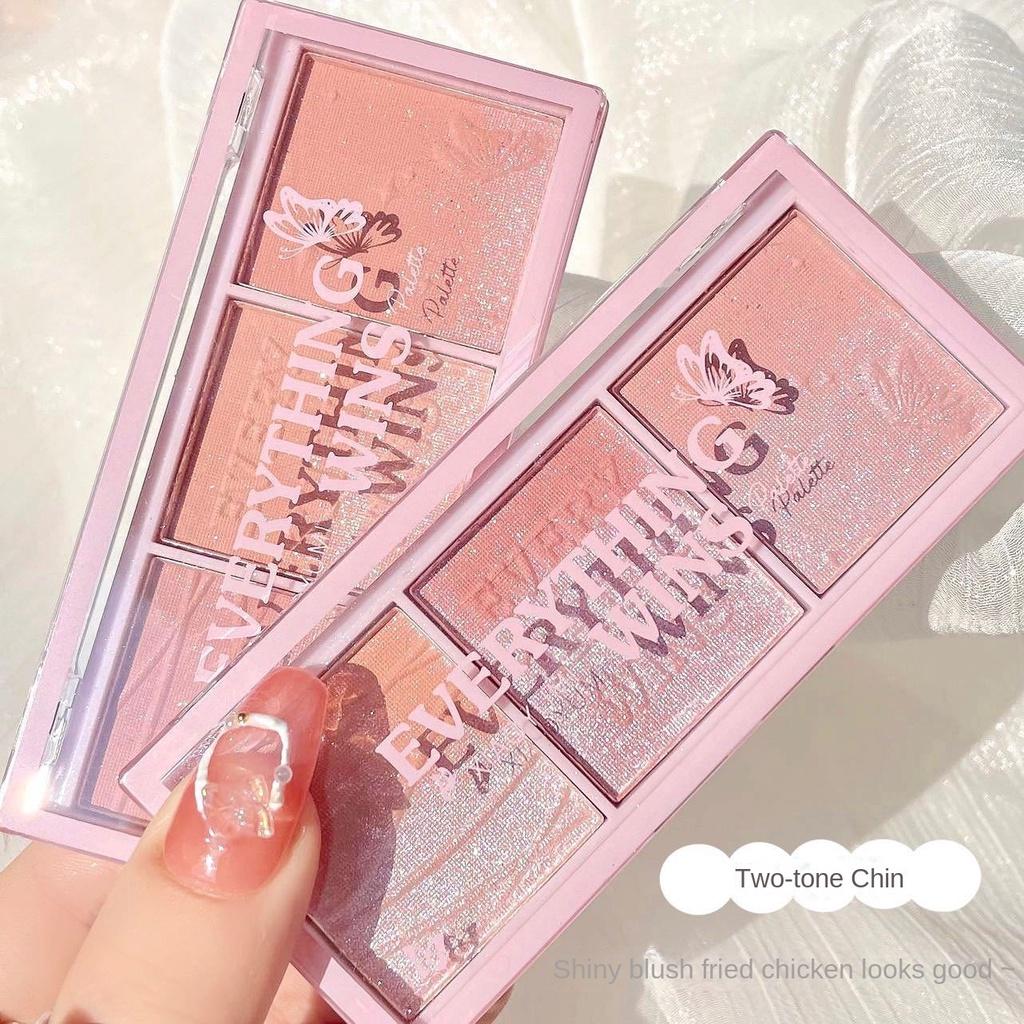 Three Color Blush Eyeshadow Tray Contouring One Plate Highlight Brightening Natural Long-lasting Makeup Waterproof Sweat Resistant Student Cosmetics