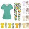 Plus SizePrinted Scrub Working Uniform Tops For Women's Cross V-Neck Halloween Print Short Sleeve Fun T-Shirts Workwear Tee With Pockets