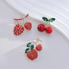 Red Fruit Brooch Femininity Flower Plant Brooch Niche Design Delicate Pin Suit Accessories