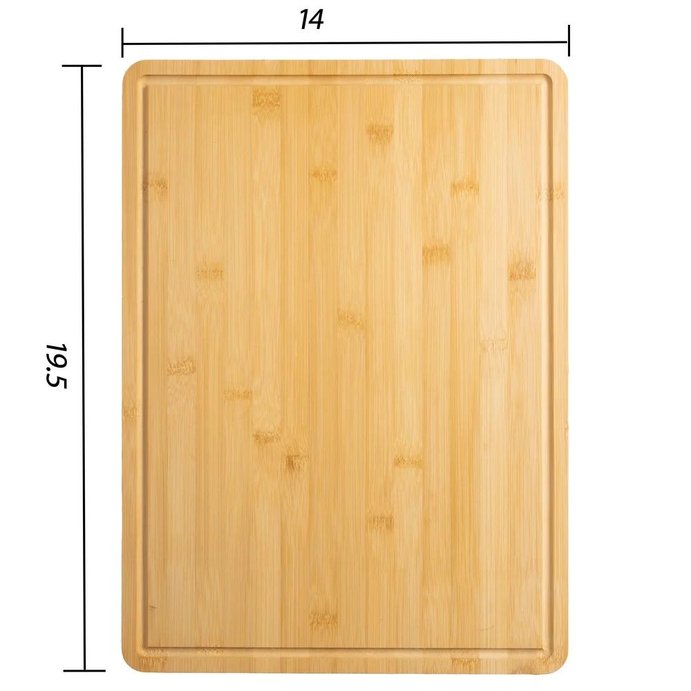 Нескользящая бамбуковая разделочная доска с желобком для сока Большая прямоугольная разделочная доска Экологичный прочный кухонный инструмент для подготовки с