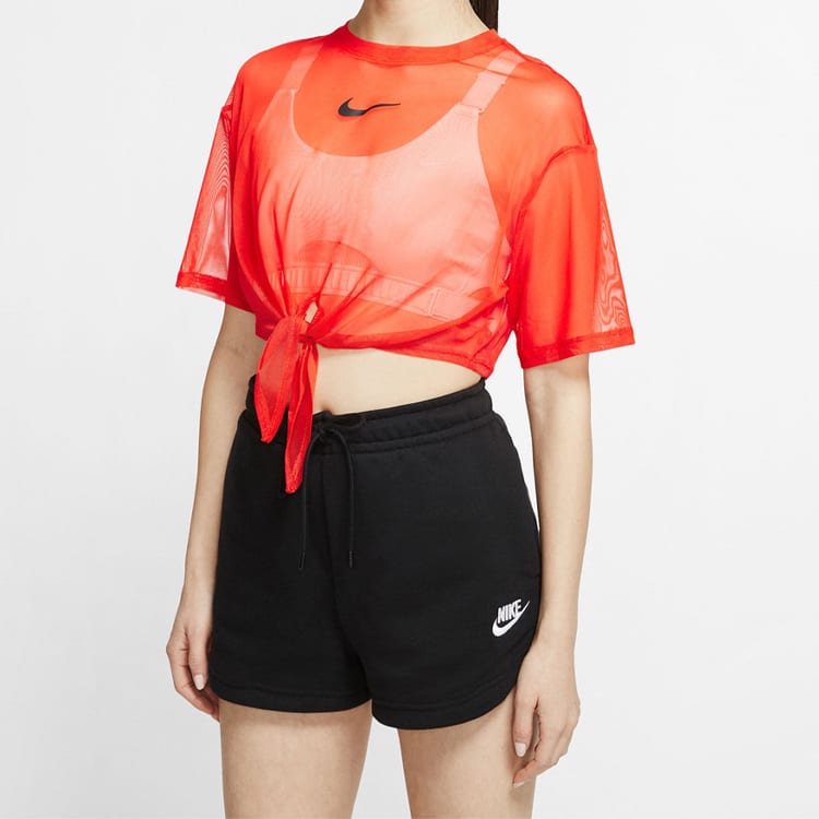 Nike Crop Tops Women's Team Orange/Black Crew Neck Thin CJ2703-891