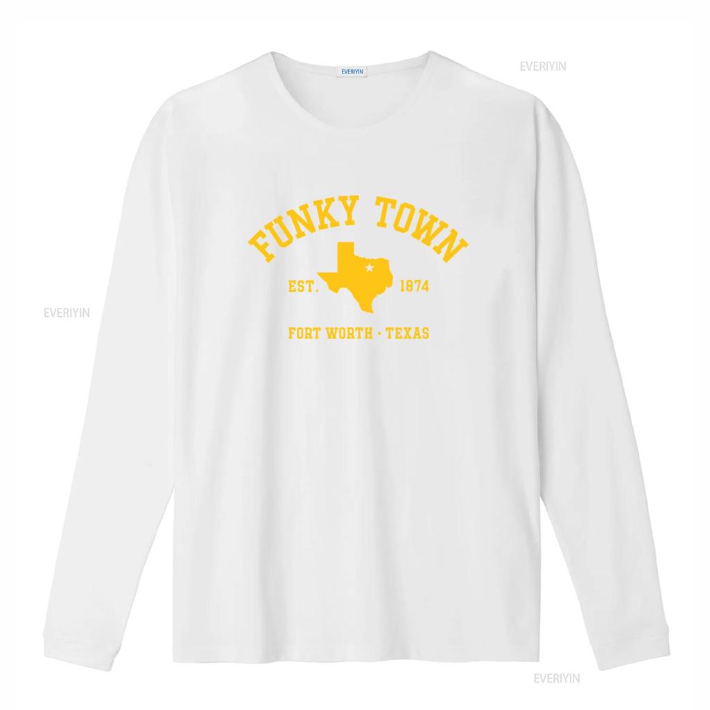 FUNKY TOWN Fort Worth TX Athletic Design T Shirt vintage Washed graphic Top For Everyday Wear fashion Comfortable Soft Stylish