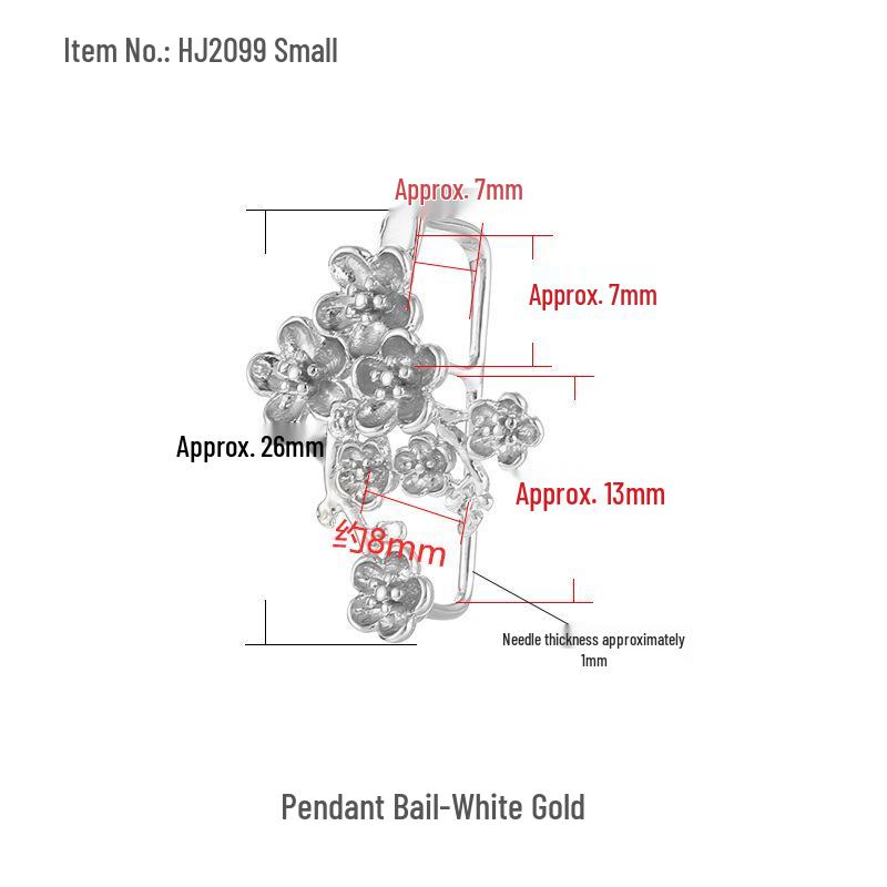 Женский ретро кулон из жадеита с цветком сливы и серебряным зажимом-бейлом