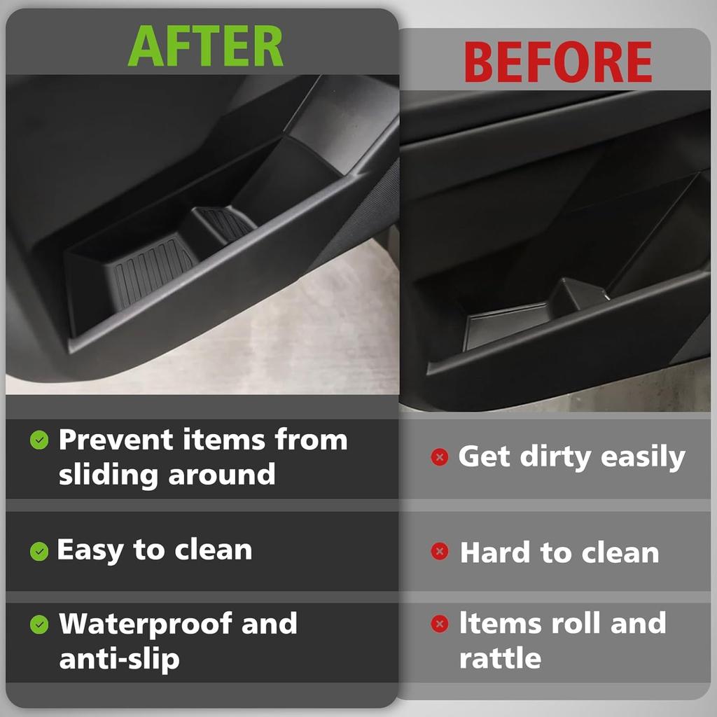 BestEvMod 4PCS Front & Rear Door Side Storage Organizer Compatible With Tesla Cybertruck 2025 2024 Interior Accessories Inner Door Handle Storage Ert