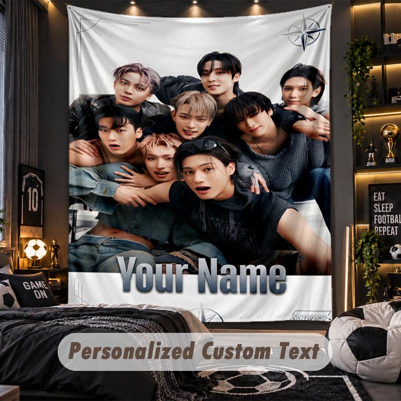 Personalized Wall Tapestry,ATEEZ Custom Printed Name, Fabric Wall Art For Indoor Room Backdrop
