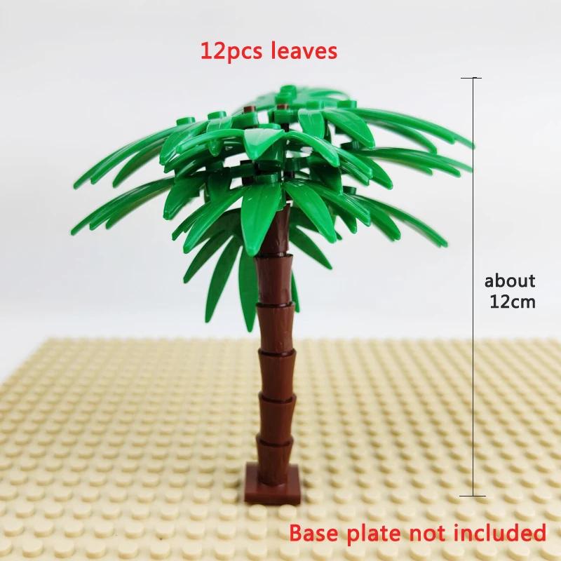 Small Building Blocks Palm Coconut Tree Green Garden Landscape Tropical Beach Plant Block Compatible Lego Brick Toy for Children