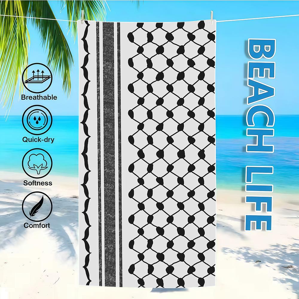 Hattah Keffiyeh Towel Microfibre Beach Quick Dry Lightweight Super Absorbent Bath For Camping Travel Swimm