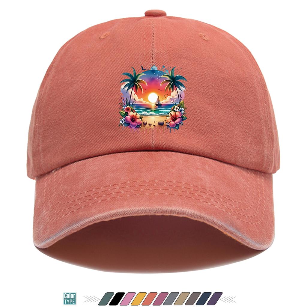 pc pcs Tropical Palm Tree Print Baseball Cap with Coconut Tree Adjustable Duckbill Hat Suitable for Beach Outdoor Music Fes