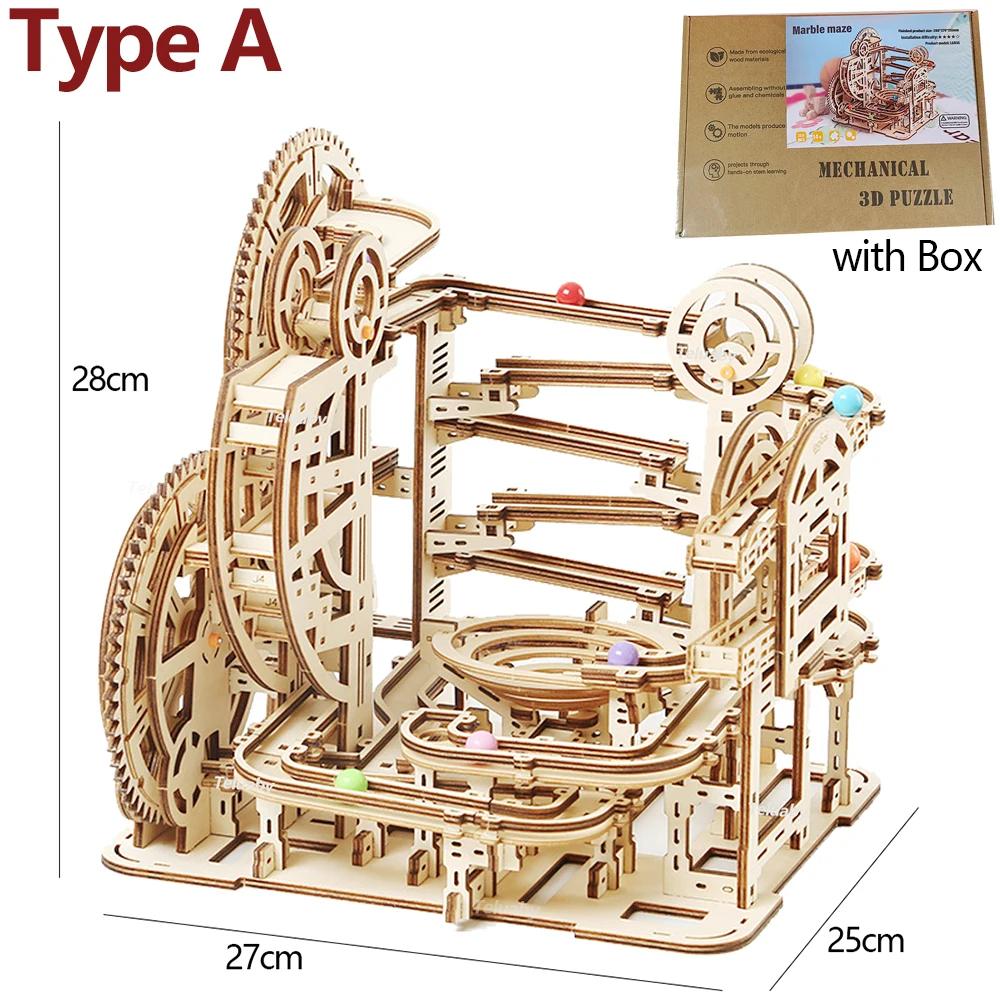 3D деревянные головоломки, строительные наборы, Marble Runs, механические головоломки, самостоятельная сборка, игрушки STEAM, развивающие игрушки для детей, подарок для взрослых