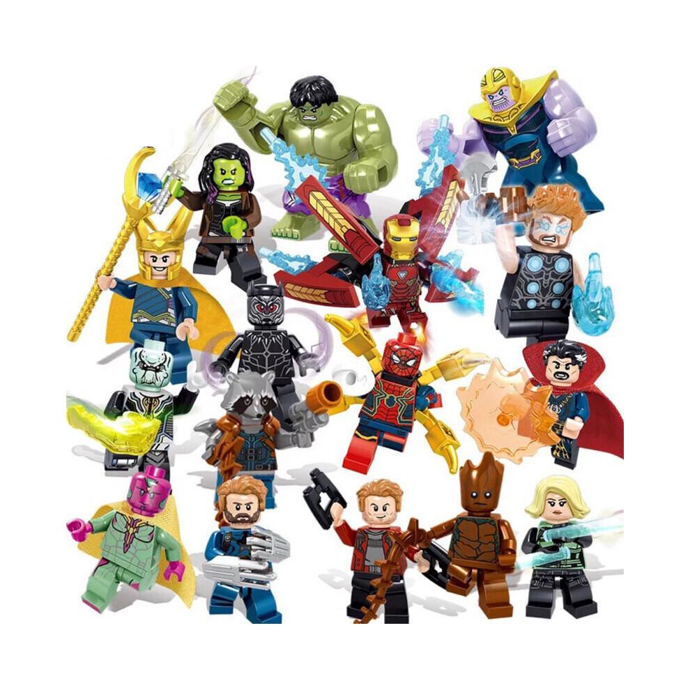 24pcs Superhero Venom Iron Man Spider-Man Hulk Hawkeye Superman Loki Deadpool Building Blocks Figurine Toys