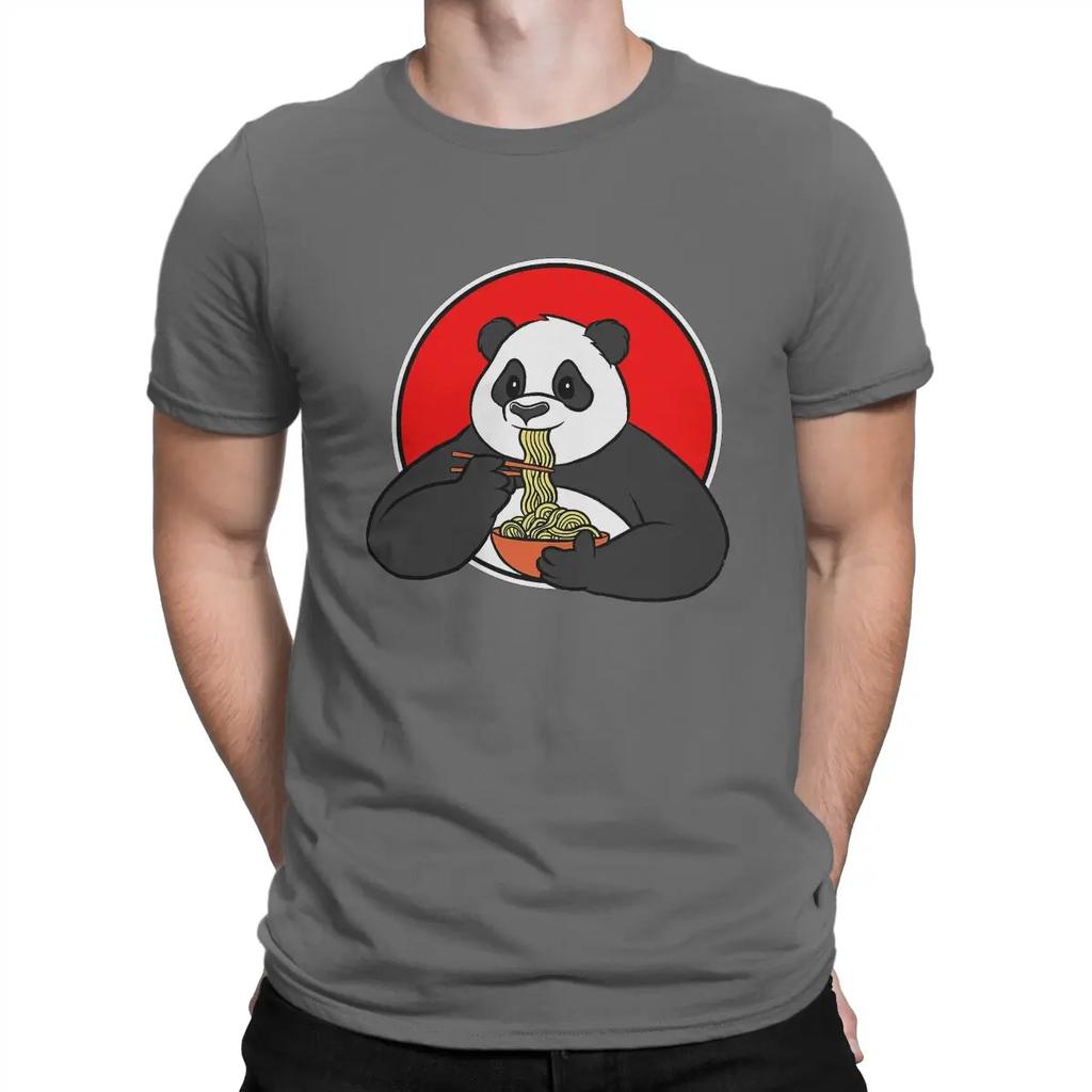 Men's Ramen Cute Panda Kawaii Anime Japanese T Shirt Kawaii Anime Panda Pure Cotton Tops Novelty Short Sleeve O Neck