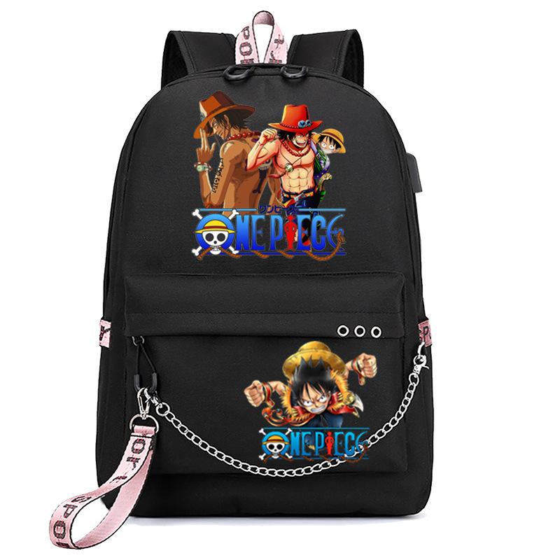 Школьная сумка-рюкзак USB с принтом One Piece для учеников начальной и средней школы, для мужчин и женщин, с лямками