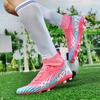 Fashion Pink Football Field Boots Men High Top FG Soccer Shoes Man Outdoor Profession Lightweight Men's Artificial Grass Soccer Cleats