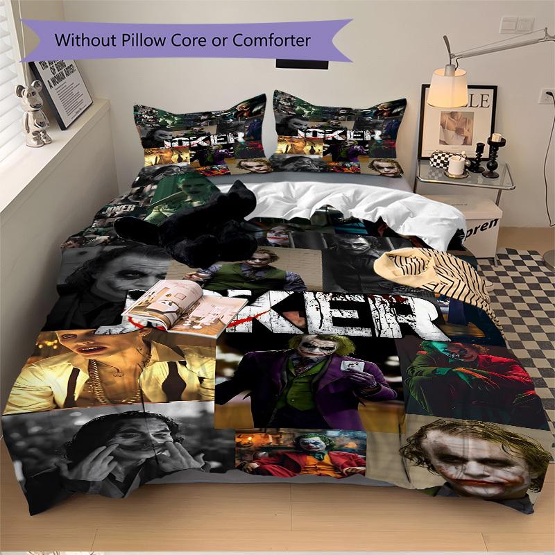 3pcs Joker Duvet Cover Set, 1 Duvet Cover + 2 Pillowcases (No Insert), High-Definition Print, Home & Dorm Set yy251208001