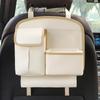 Car Seat Back Organizer Hanging Storage Bag Rear Seats Waterproof Leather Accessory With Handle Foldable Inner Bucket