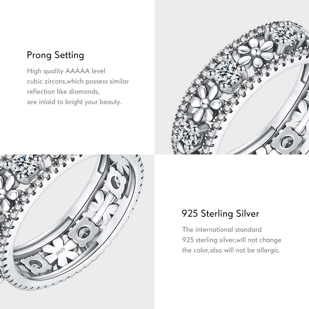 MODIAN Твердые стерлингового серебра 925 пробы, винтажные кольца на палец с цветком ромашки для женщин, сверкающий прозрачный кубический цирконий, ювелирные изделия, подарки