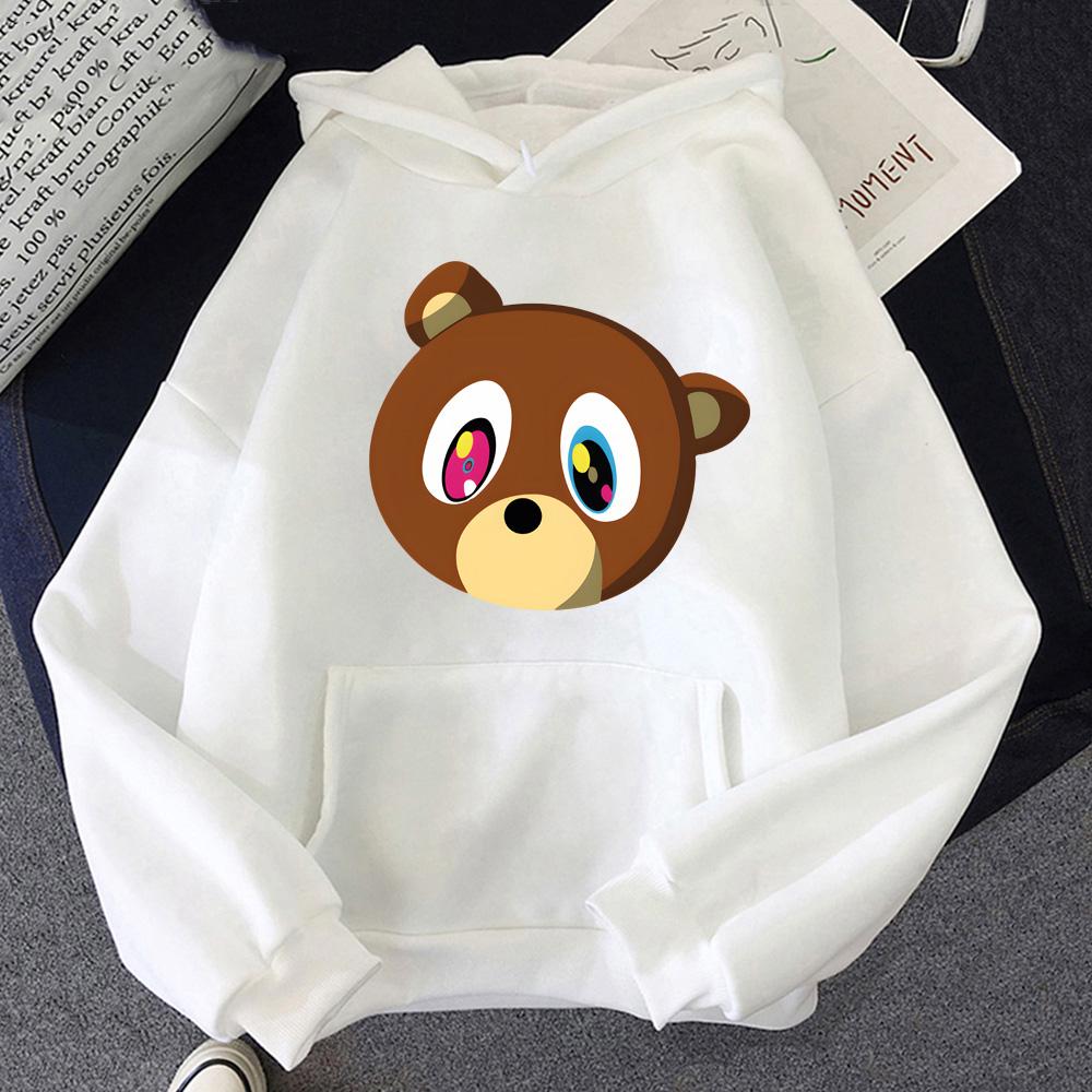 Мультяшные топы Kanye West Толстовки с принтами популярных персонажей Мужская уличная мода Осенние повседневные флисовые толстовки с капюшоном