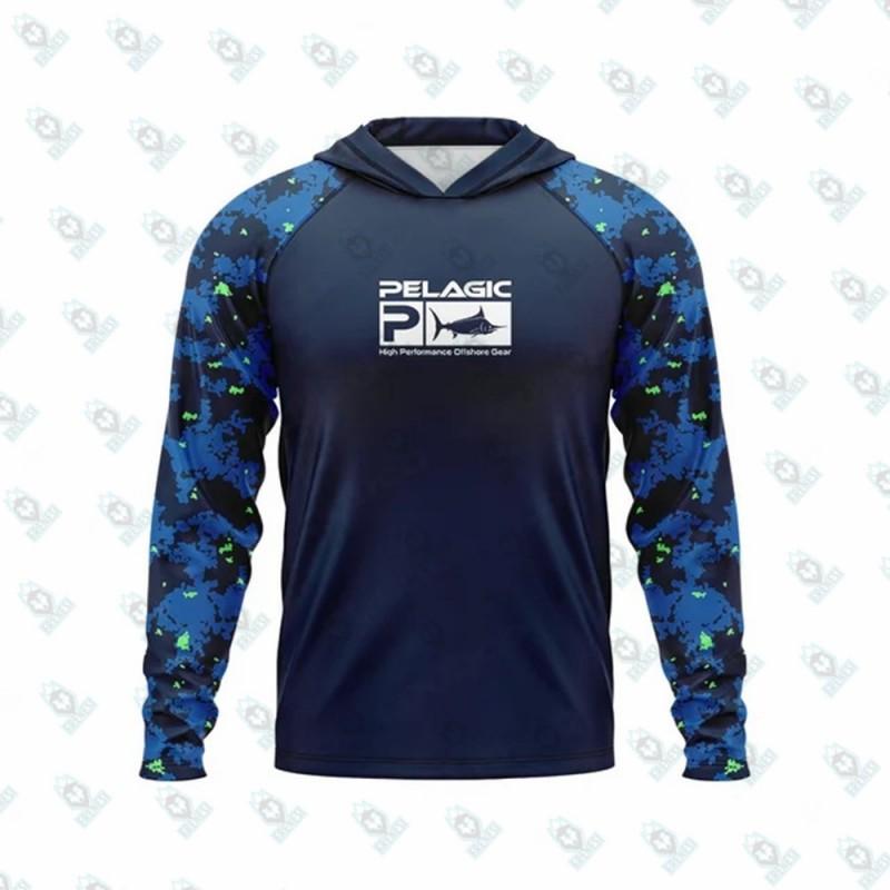 Mens Lightweight UV Protection Hooded Long Sleeve Fishing Shirt Summer Outdoor Sports Cycling Running
