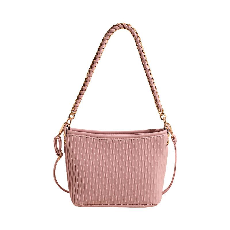 Monochromatic Pleated Women's Bags Simple Versatile Shoulder Bags PU Leather Women's Square Crossbody Bags with Shoulder Strap  New