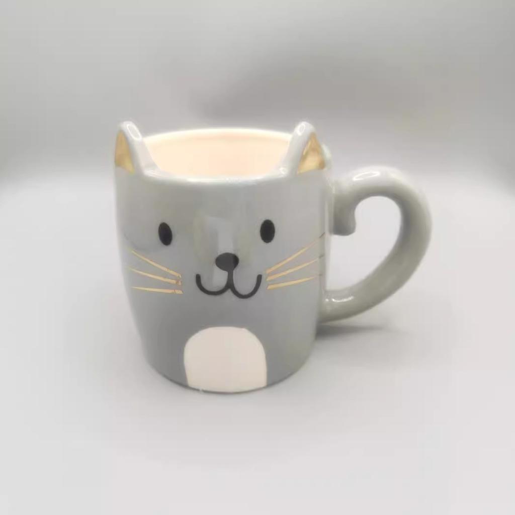 Кружка с мультяшным рисунком, керамическая кружка, кружка с черной кошкой, кружка с серой кошкой, офисная кружка для воды, детская кружка для молока, кружка для завтрака.