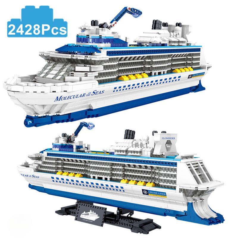 Город 2428 шт. круизный лайнер корабль парусная лодка мини-модель строительные блоки креативные большие океанские суда кирпичи MOC игрушки подарки для детей