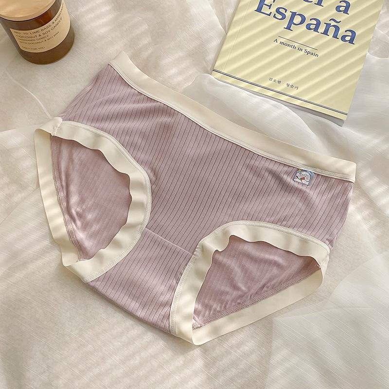 Women's Underwear Sexy Cotton Antibacterial Seamless Mid Waist Shorts Briefs