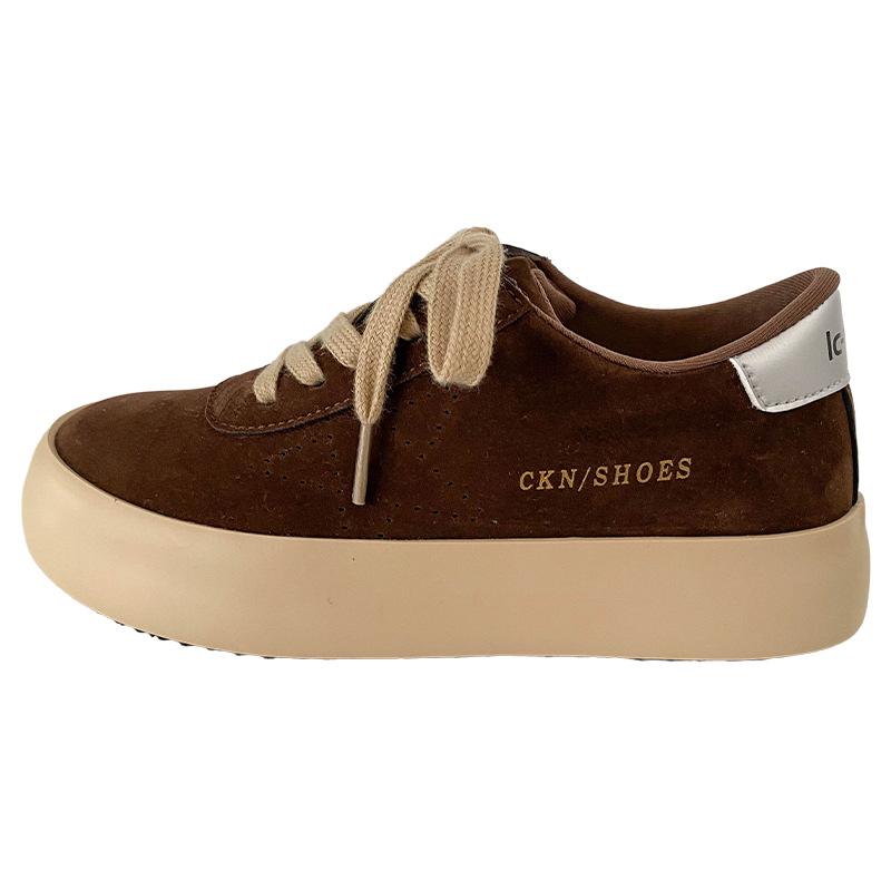 6591 латексные стельки осенне-зимняя обувь на платформе ретро женская обувь 2024 новая нишевая круглая немецкая обувь для тренировок повседневная