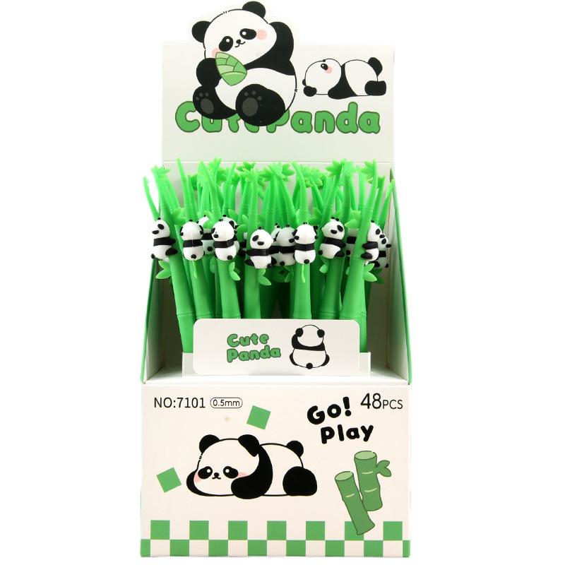 Panda Climbing Bamboo Neutral Pen, New Cartoon Soft Gel Writing Pen 0.5mm Black Student Stationery