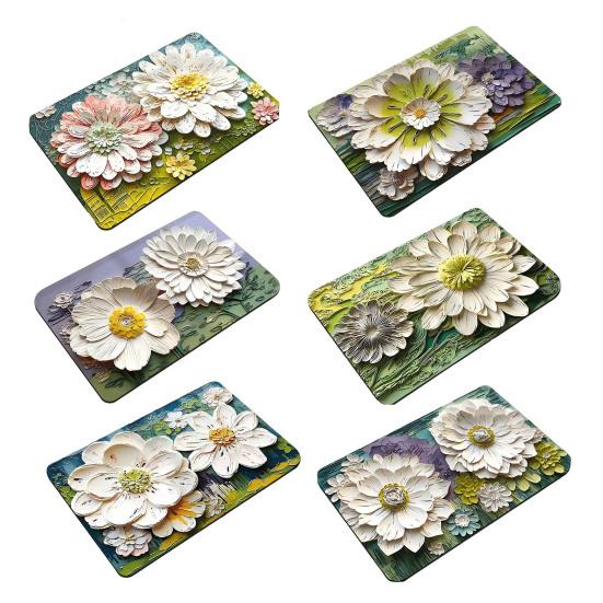 3D Floral Floor Mat Absorbent Diatomaceous Mud Rug Non-Slip Bathroom Entrance Carpet Quick Drying Mat for Living Room Kitchen