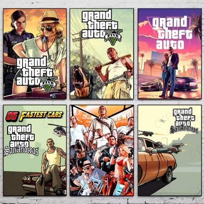 Современная видеоигра G-Grand Theft Auto GTA5 Плакат HD искусство липкая стена водонепроницаемый дом гостиная спальня бар эстетическое украшение