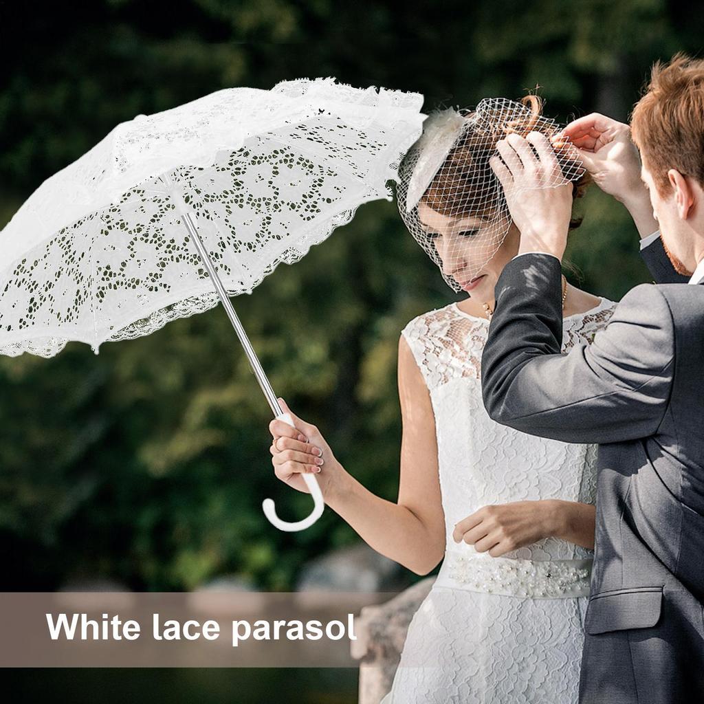 42СМ Зонт из кружева с цветочным узором Свадебное украшение Винтажная вышивка Свадебный кружевной зонтик Реквизит для фотосессии Зонт от солнца для улицы