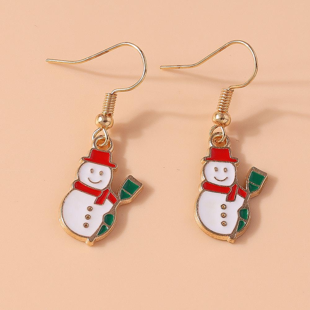 Рождественские серьги-снежинки с лосем и Сантой с характером