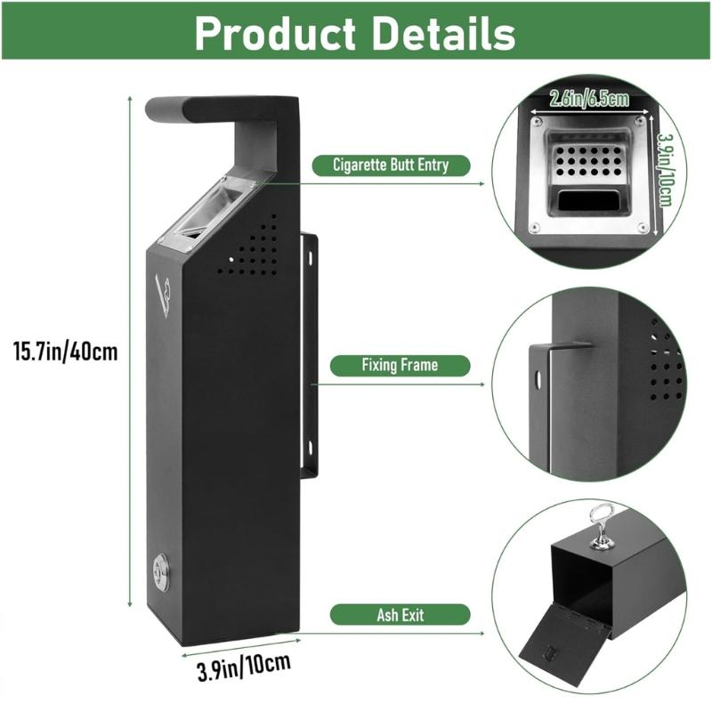 Сверхпрочный металлический мусорный бак для уличного использования, подвесной конструкции, устойчивый к коррозии, простая установка, для коммерческих помещений