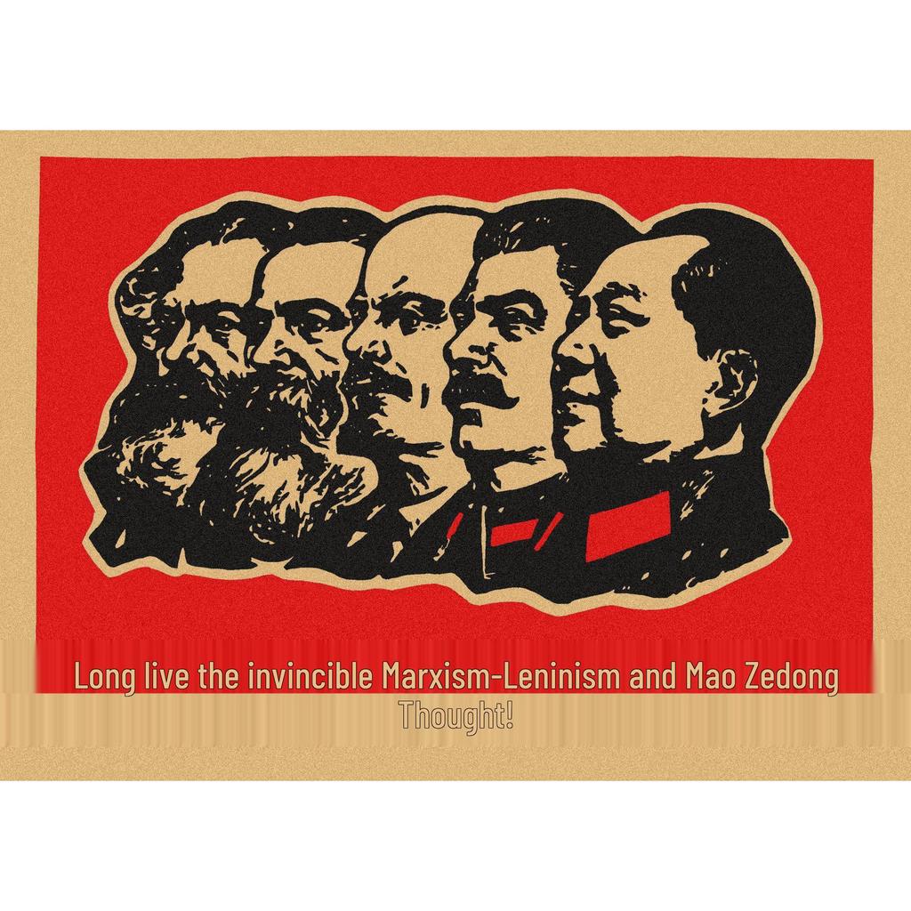 Red Revolution Retro Poster: Stalin, Lenin, Marx Soviet Era Wall Art 297