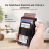 Кожаный держатель для карт с RFID-защитой от кражи, автоматическим выдвижением и магнитной фиксацией