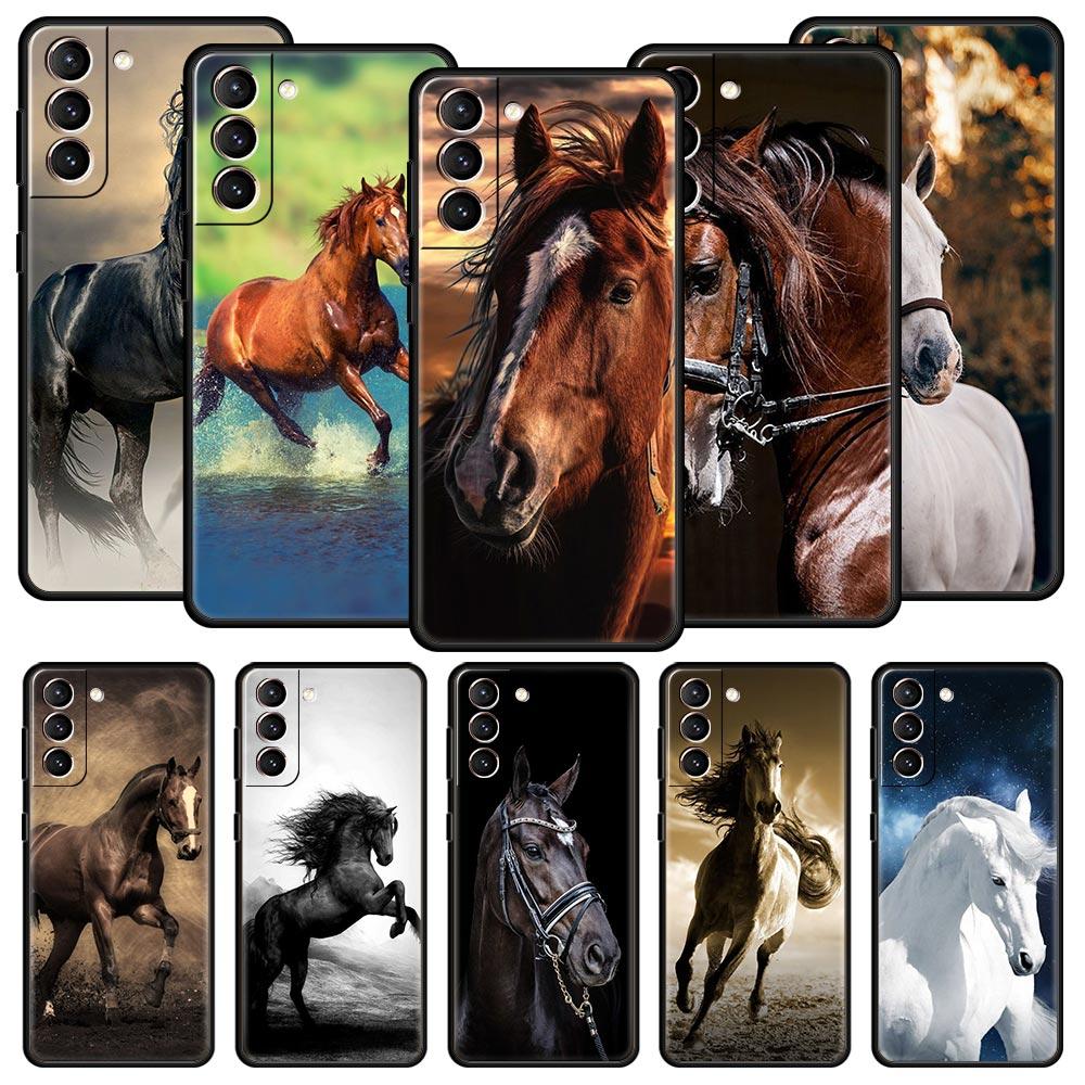 Running Horse Animal Phone Case For Samsung Galaxy S24 S23 S22 S20 Ultra S21 FE 5G S10 S9 Plus S10E Soft Silicone Cover