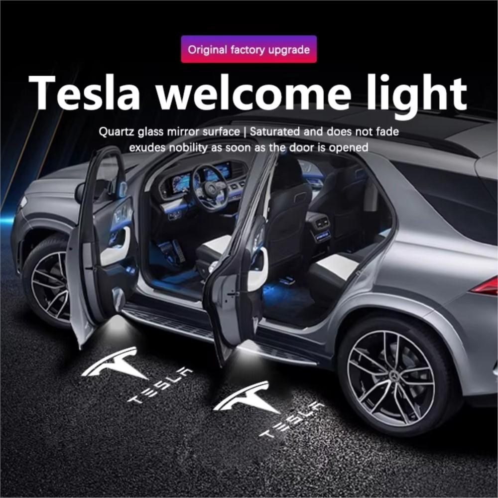 ctkhn3 LED Car Door HD Laser Projector Lights Door Welcome Lamp For Tesla Model 3 Y S X Cybertruck Juguete Roadster Coil Bonina SpaceX
