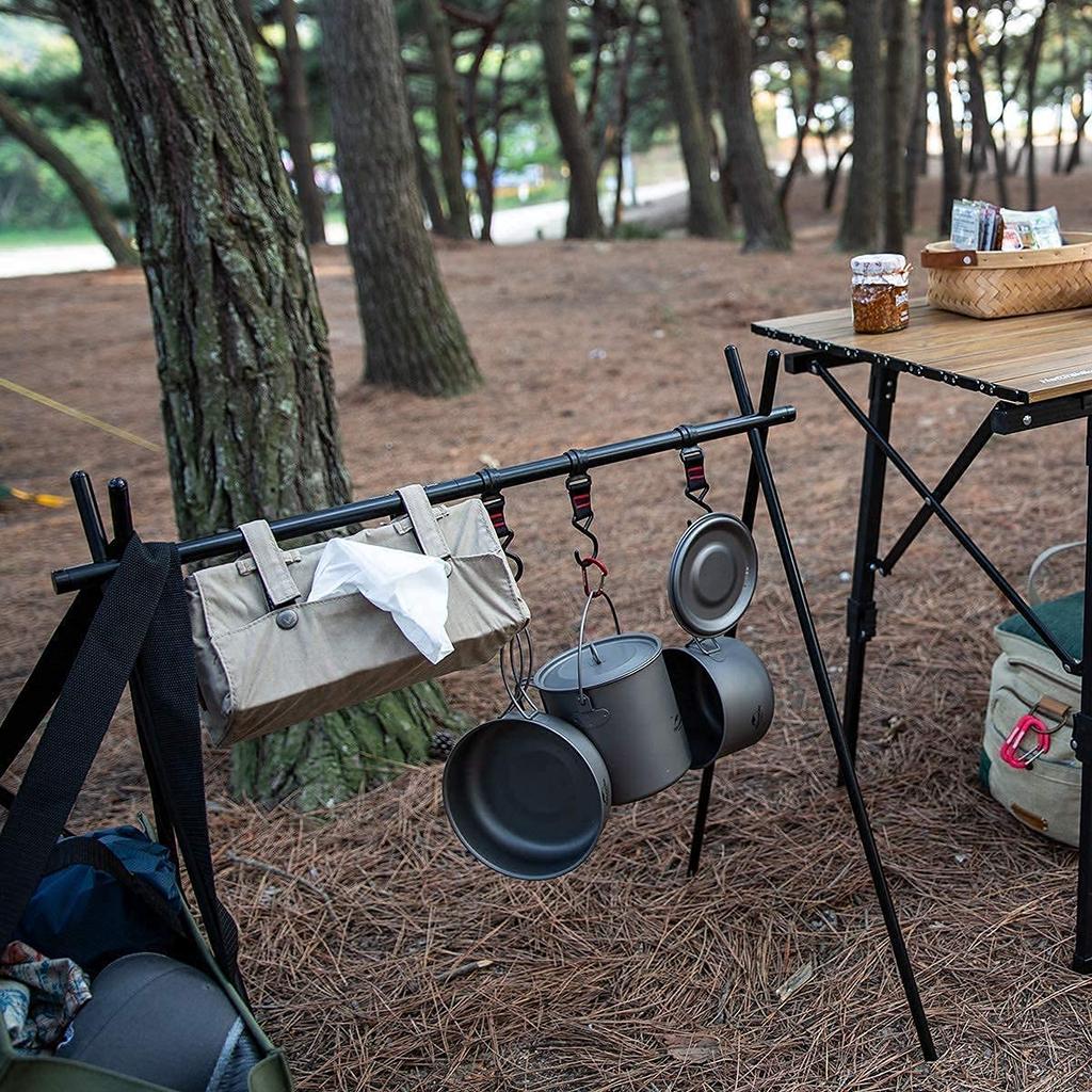 Moyot Aluminum Alloy Lantern Hanging Rack, Lantern Stand, for Outdoor Camping, Foldable, Lightweight, with 6 Adjustable Hooks and Storage Bag