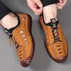 Mens Sandals Hollow Out Breathable Casual Sandal Non-slip Oxford Bottom Sandals for Men 2024New Leather Sandals Sandalias Hombre